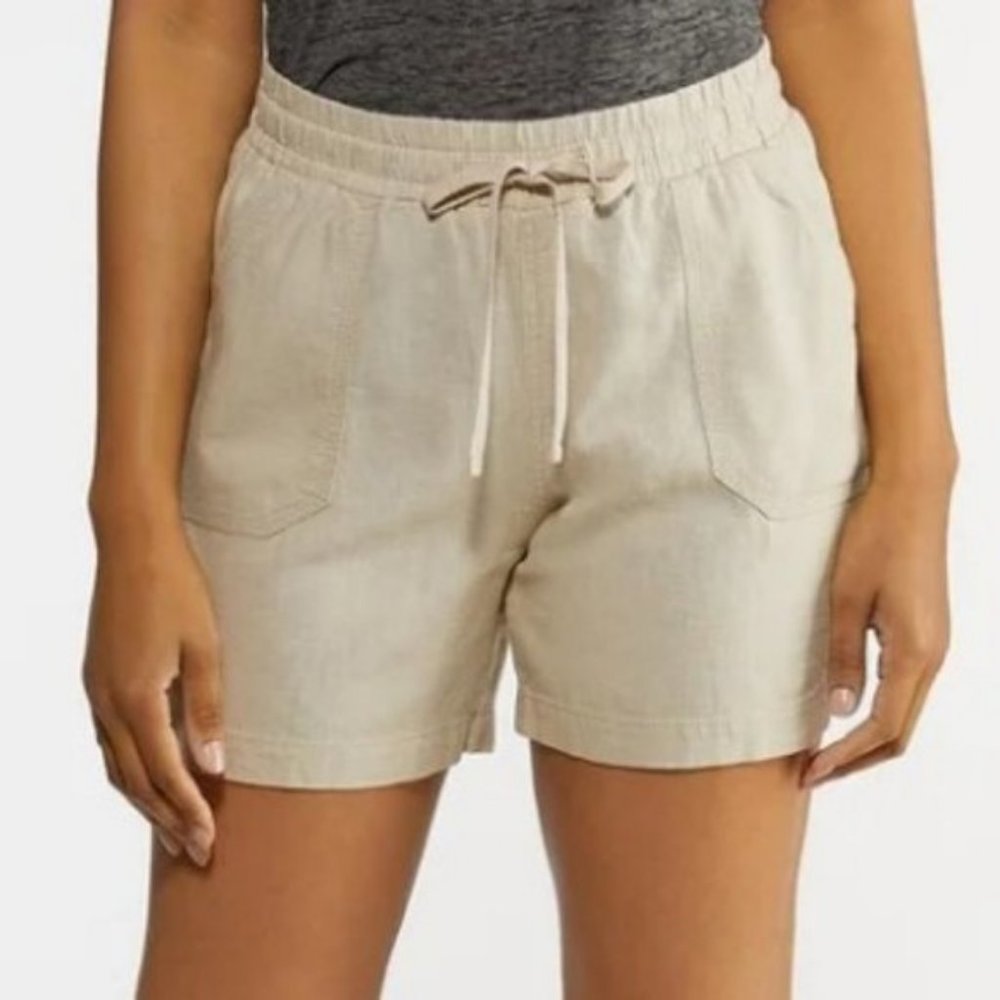 Cato Shorts Khaki Linen/Rayon Drawstring pockets Small NWT